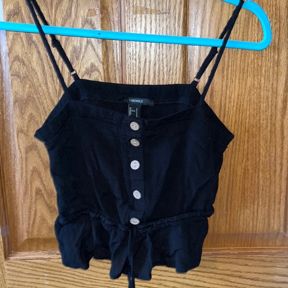 Black fitted crop top with Spagetti straps - Picture 1 of 4